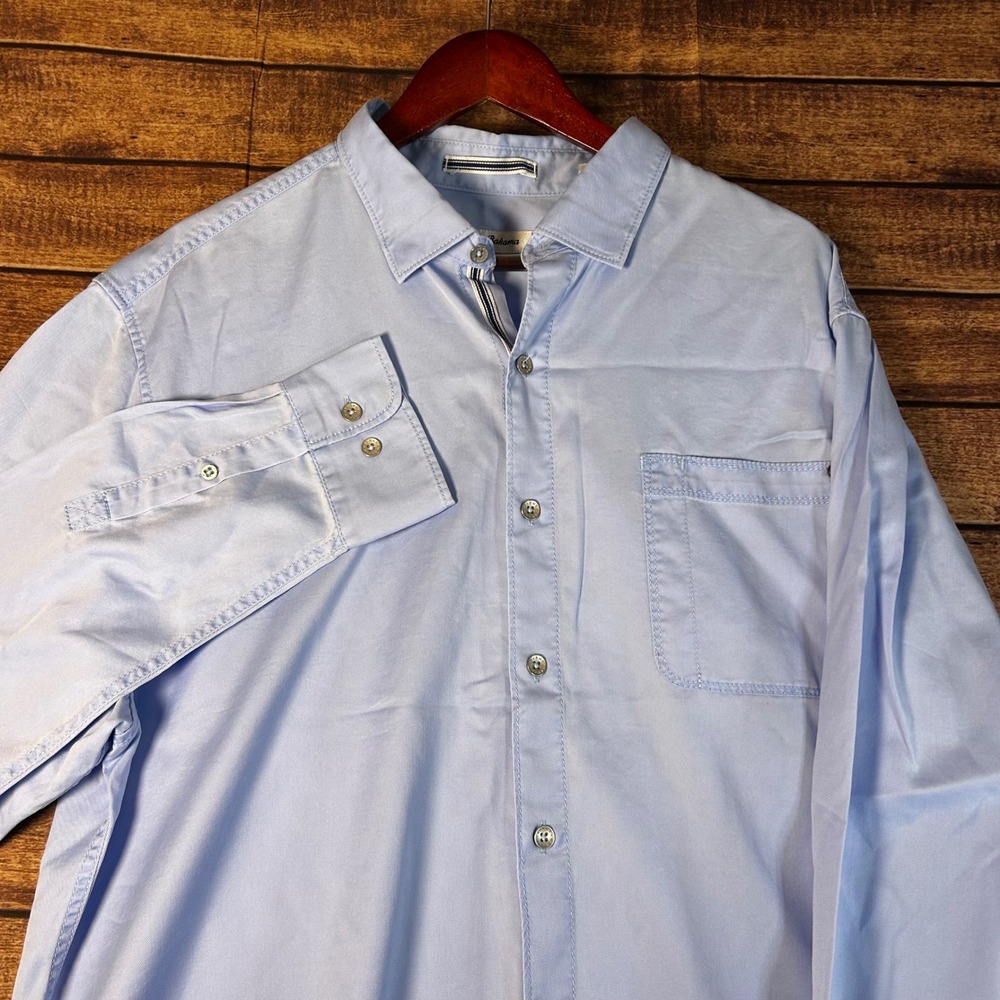 Tommy Bahama Mens XL Light Blue Cotton Tencel Long Sleeve Button Down Shirt